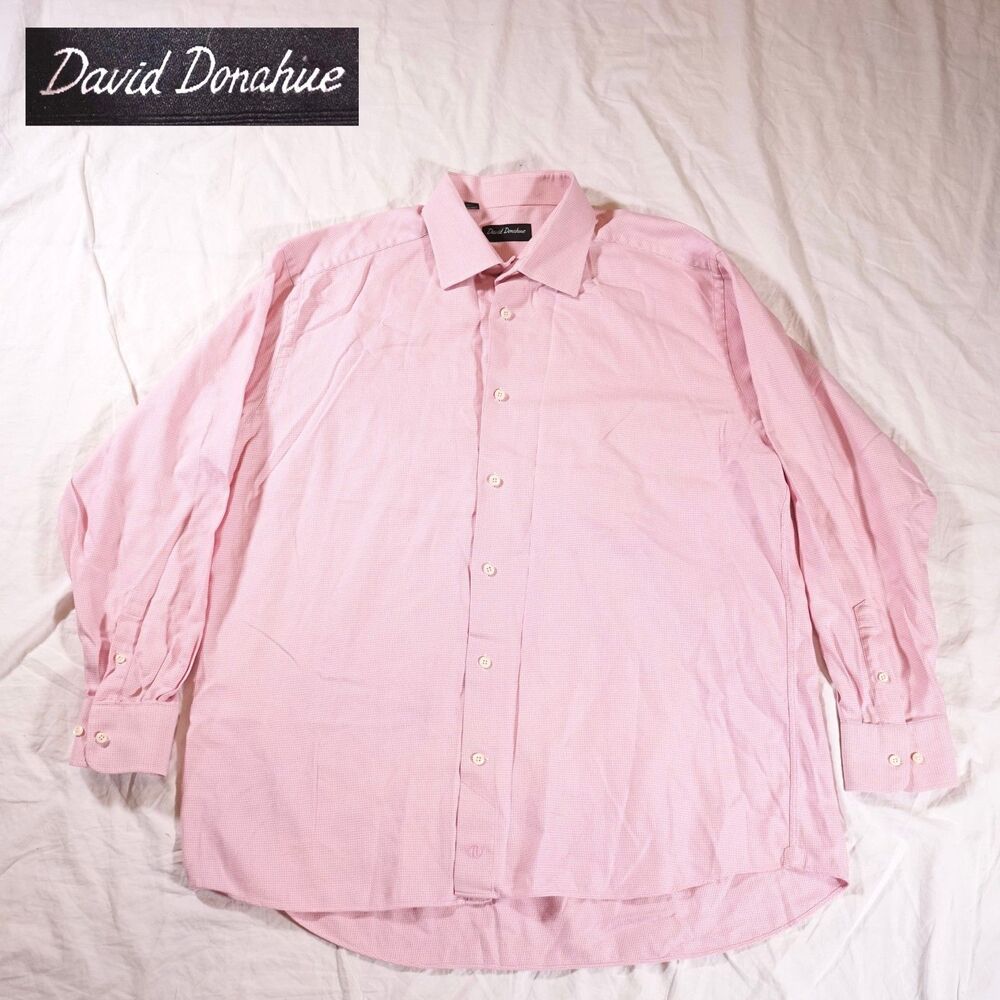 David Donahue Vintage Dress Shirt Button Up Pink Mens Size 17